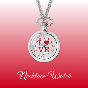 Red and grey Love Necklace Watch