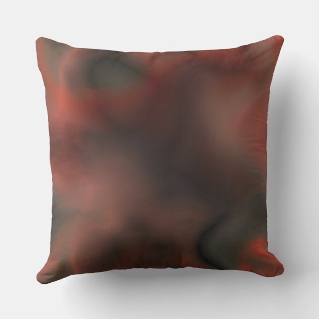 Red and Grey Marble abstract Throw Pillow (Back)