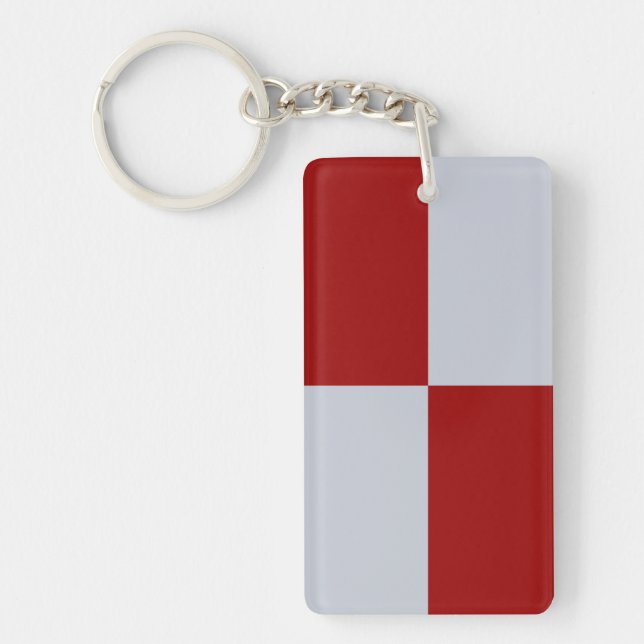 Red and Grey Rectangles Acrylic Keychain (Front)