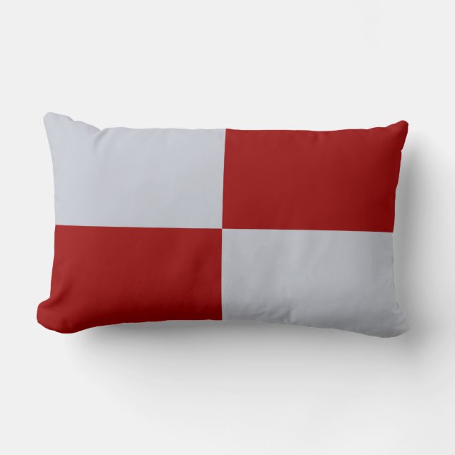 Red and Grey Rectangles Lumbar Pillow (Front)