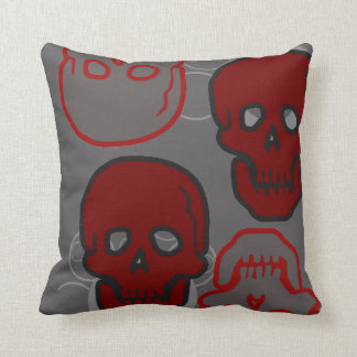 Red and Grey Skulls Pillow