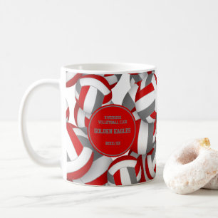 red and grey volleyball team colours coach gift coffee mug