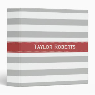 Red and Grey Wide Stripes Pattern Binder