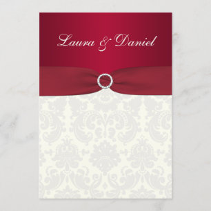 Red and Ivory Damask Wedding Invitation