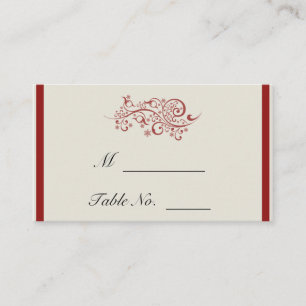 Red and Ivory Filigree Vintage Wedding Place Cards