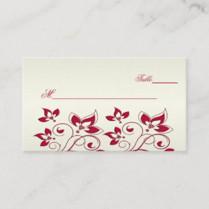 Red and Ivory Floral Placecards