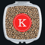 Red and Leopard Print Custom Monogram Compact Mirror<br><div class="desc">Stylish modern travel compact mirror features a cute girly leopard animal print. Click Customize It to personalize the design with a monogram or add your own text and images to create a unique one of a kind design.</div>