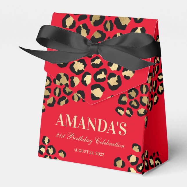 Red and Leopard Print Favour Box (Front Side)