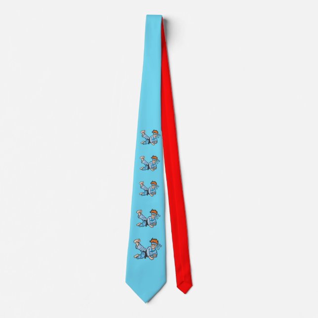 Red and light blue tie with karate kid (Front)