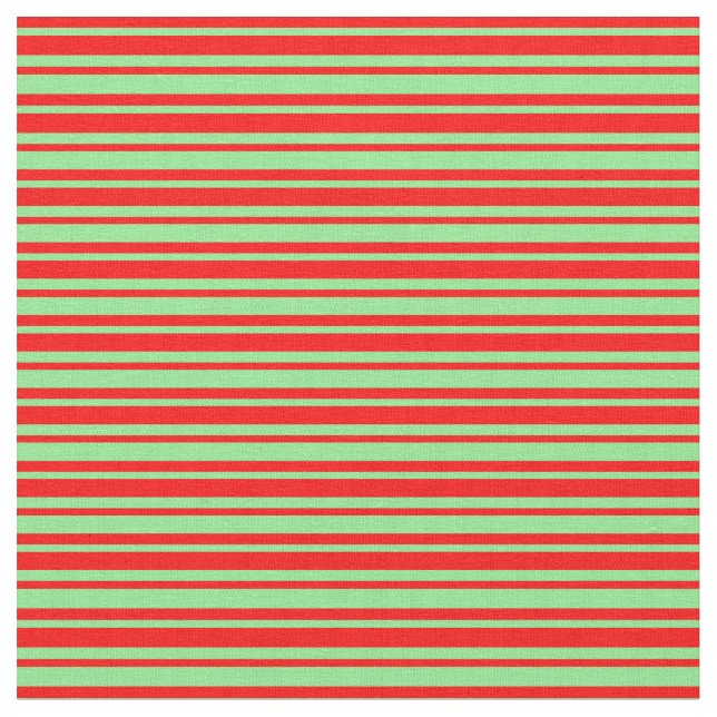 Red and Light Green Coloured Lined Pattern Fabric (Close Up)