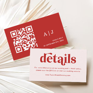 Red and Light Pink Wedding Website Enclosure Card