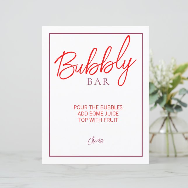 Red and Maroon Bubbly Bar Sign (Standing Front)
