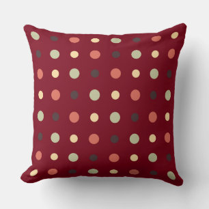 Red and Mauve Dots Throw Pillow