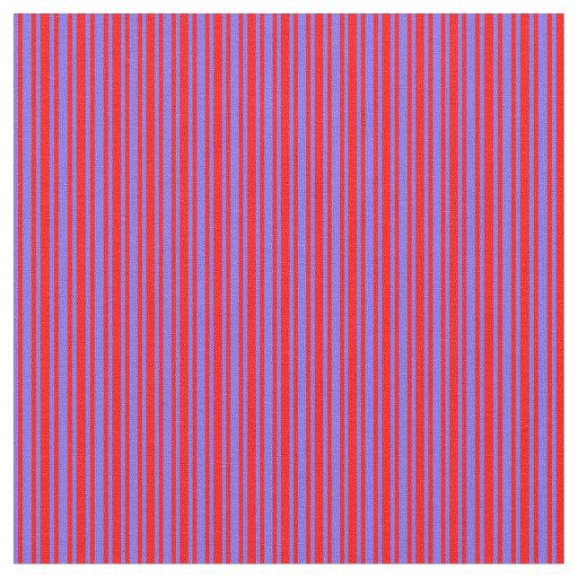 Red and Medium Slate Blue Striped/Lined Pattern Fabric (Close Up)