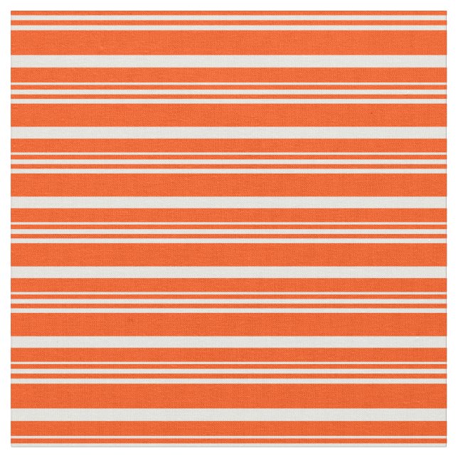 Red and Mint Cream Coloured Lines/Stripes Pattern Fabric (Close Up)