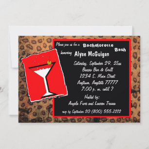 Red And Mocha Caramel Leopard Party Invitation
