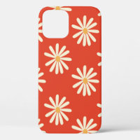 red and mustard 1970's groovy vintage retro floral