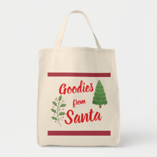 Red and Natural colour Goodies from Santa Tote Bag