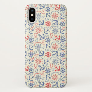 Red and navy background with anchor iPhone x case