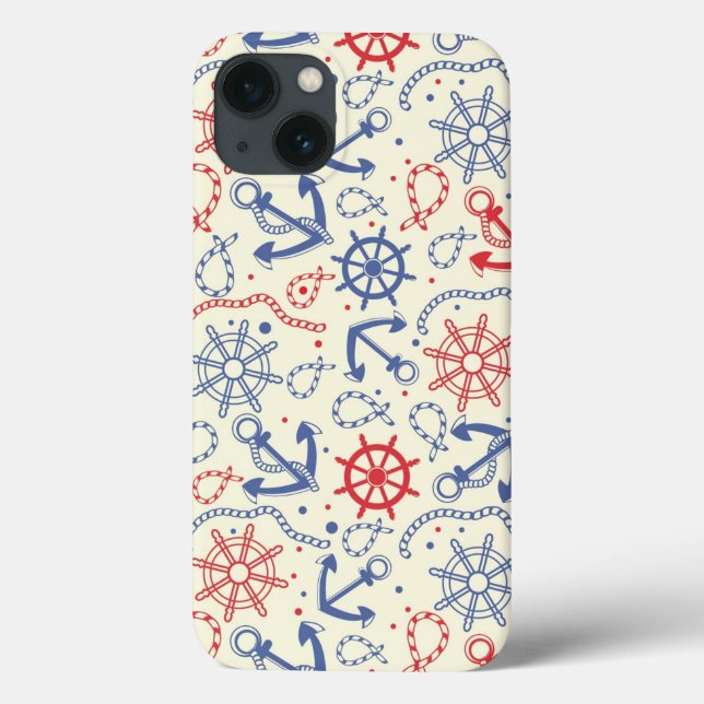 Red and navy background with anchor Case-Mate iPhone case (Back)