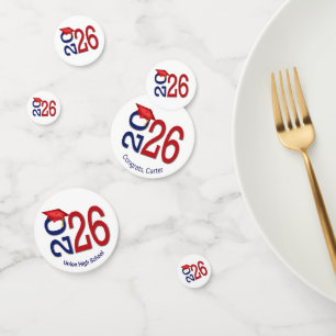 Red and Navy Blue 2026 Graduation Confetti