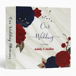 red and navy blue floral wedding photo album binder