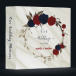 red and navy blue floral wreath photo album binder<br><div class="desc">elegant navy blue and red flowers bronze gold leaves botanical wreath on marble background wedding photo album
The glitter details are simulated</div>