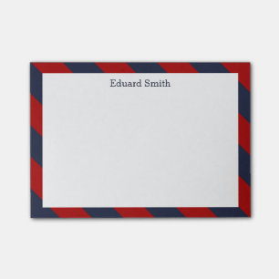 Red and Navy Blue Stripes Personalized Post-it Notes