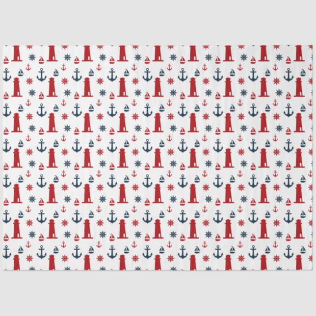 Red and Navy Nautical Series Design 12 Tissue Paper (Front)