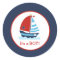 Red and Navy Sailboat Round Custom Favour Sticker