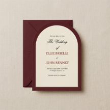Red And Neutral Vintage Wedding Invitation