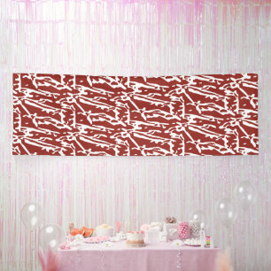 Red and orange abstract shapes blend and overlap a banner
