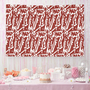 Red and orange abstract shapes blend and overlap a banner