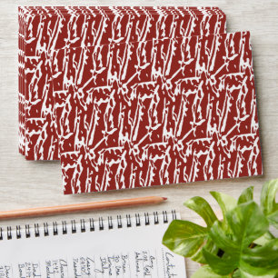 Red and orange abstract shapes blend and overlap a envelope