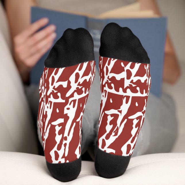 Red and orange abstract shapes blend and overlap a socks (Bottom)