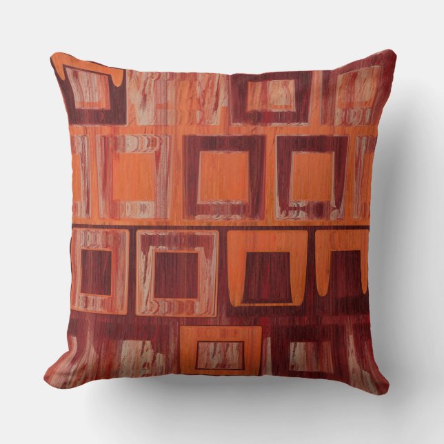red and orange abstract throw pillow (Front)