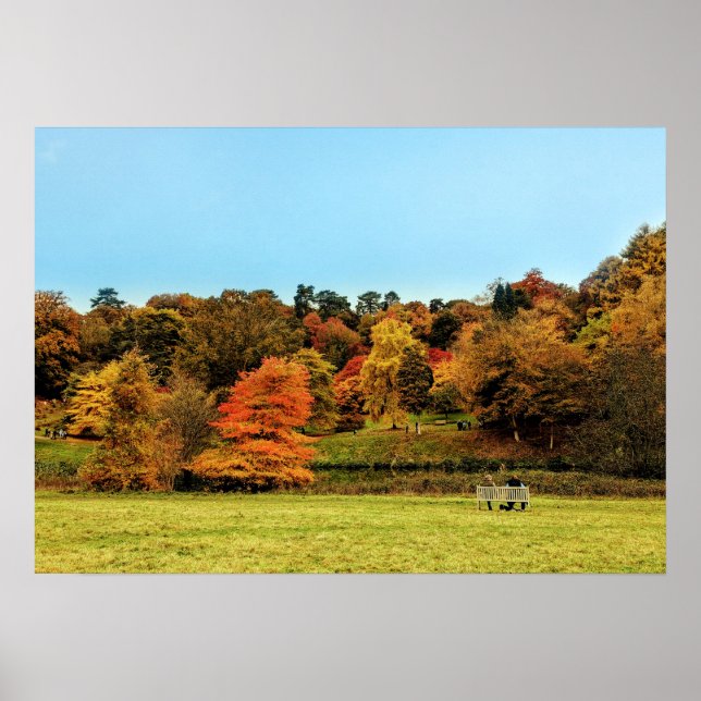 red and orange autumn landscape  poster (Front)