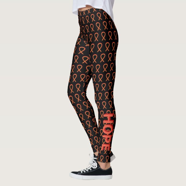 Red and Orange Awareness Ribbon Custom Leggings (Left)
