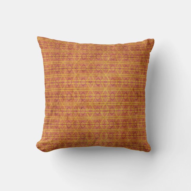 Red and Orange Aztec Pattern Throw Pillow (Front)