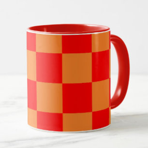 Red and Orange Chequered Pattern Mug