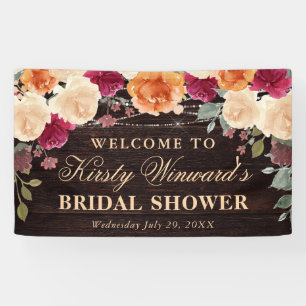 Red and Orange Fall Autumnal Flowers Bridal Shower Banner