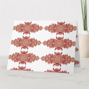 Red and orange floral design with ornamental graph card