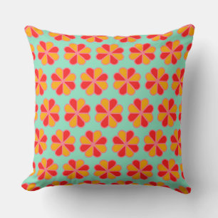 Red and Orange Flower Petals Throw Pillow