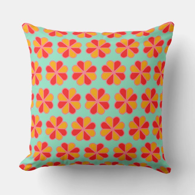 Red and Orange Flower Petals Throw Pillow (Front)