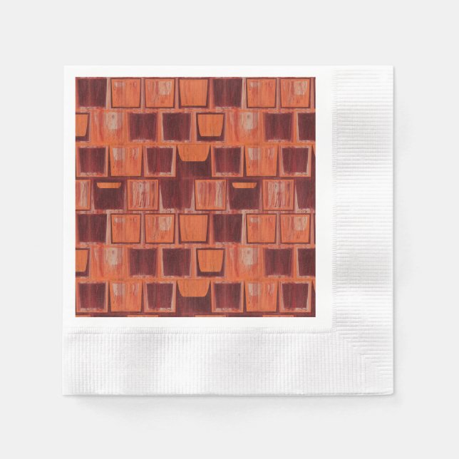 Red and Orange Geometric Ceramic Tile Napkin (Front)