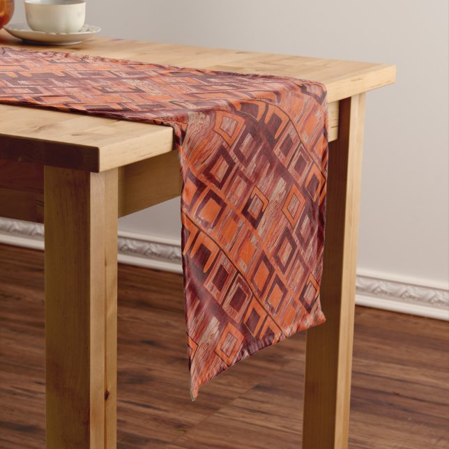 Red and Orange Geometric   Medium Table Runner (In Situ)