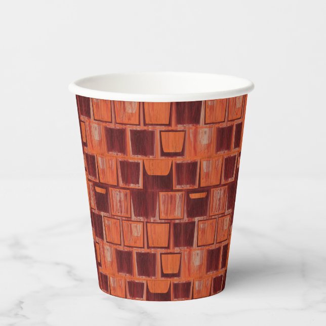 Red and Orange Geometric  Paper Cups (Front)