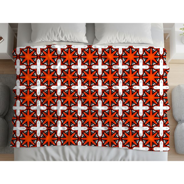 Red and orange geometric pattern  fleece blanket (Creator Uploaded)