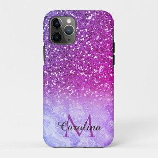 Red and Orange Glitter,  Gold Marble, Personalized iPhone 11 Pro Case