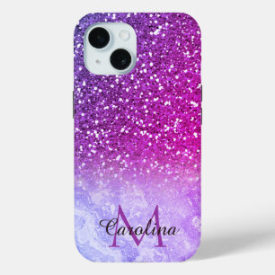 Red and Orange Glitter,  Gold Marble, Personalized iPhone 15 Case